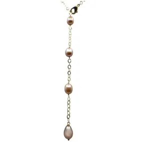 Rice Pearl and Gold Fill Lariat: Pink (NGL340PK)