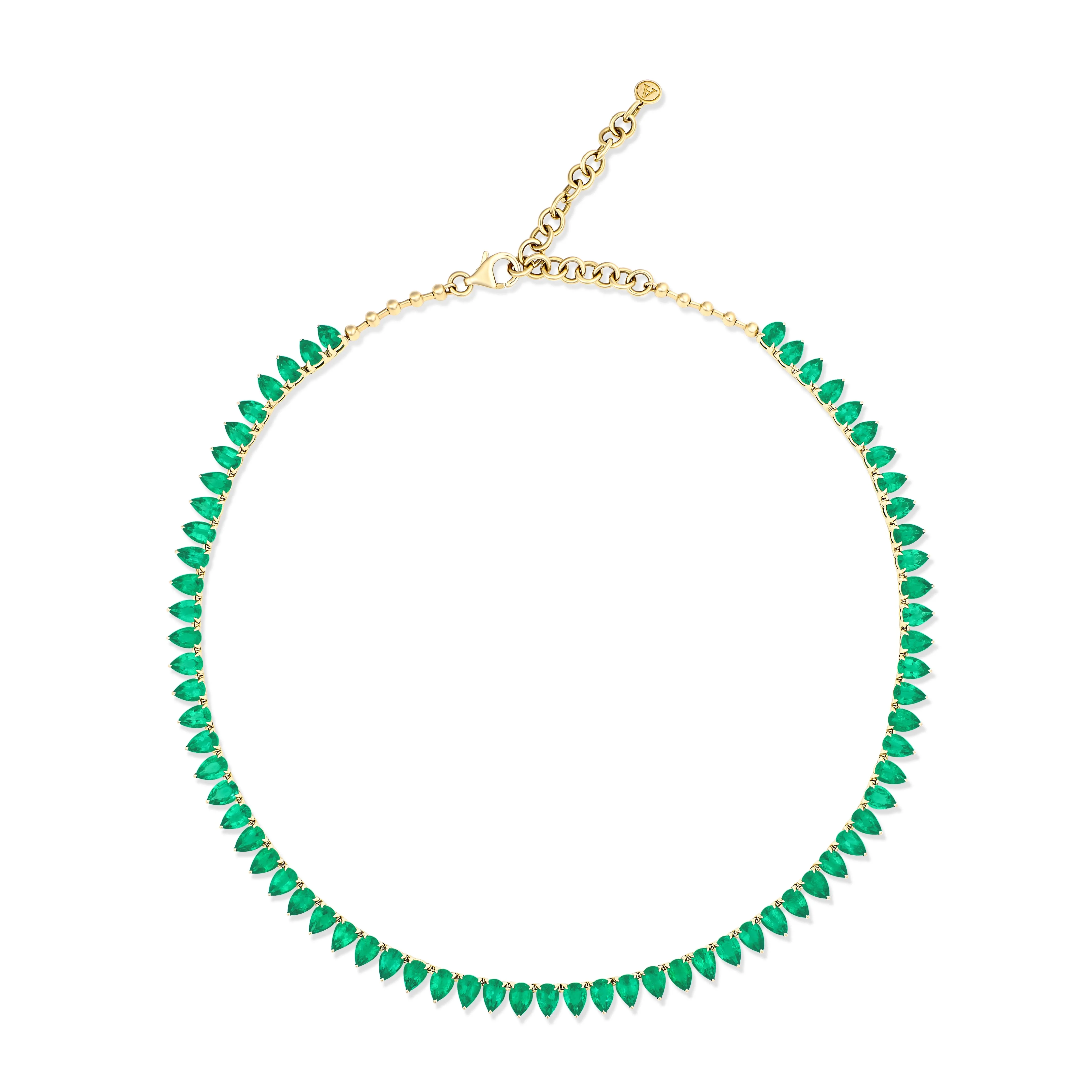 Riviera Pear Cut Emerald Gemstone Necklace | 18K Yellow Gold