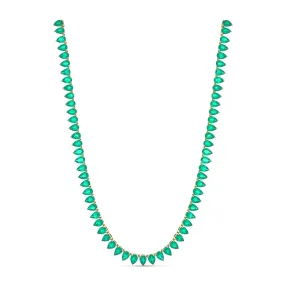 Riviera Pear Cut Emerald Gemstone Necklace | 18K Yellow Gold