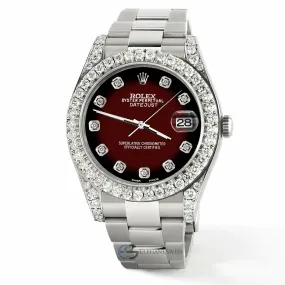 Rolex Datejust 41 126300 4.4CT Diamond Bezel/Lugs/Maroon Vignette Dial TFJ-142508745