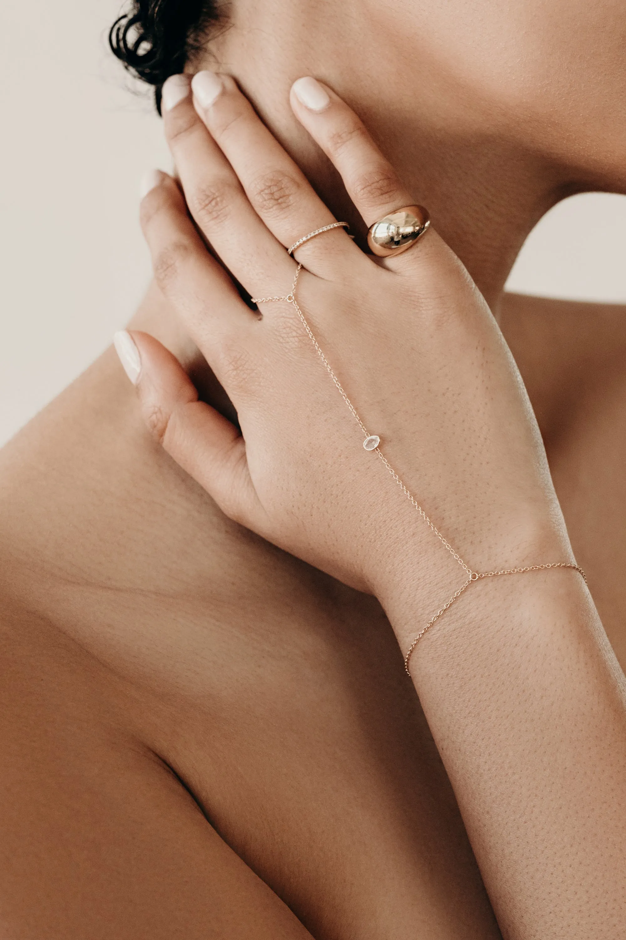 Rose Cut Diamond Finger Bracelet No. 2306