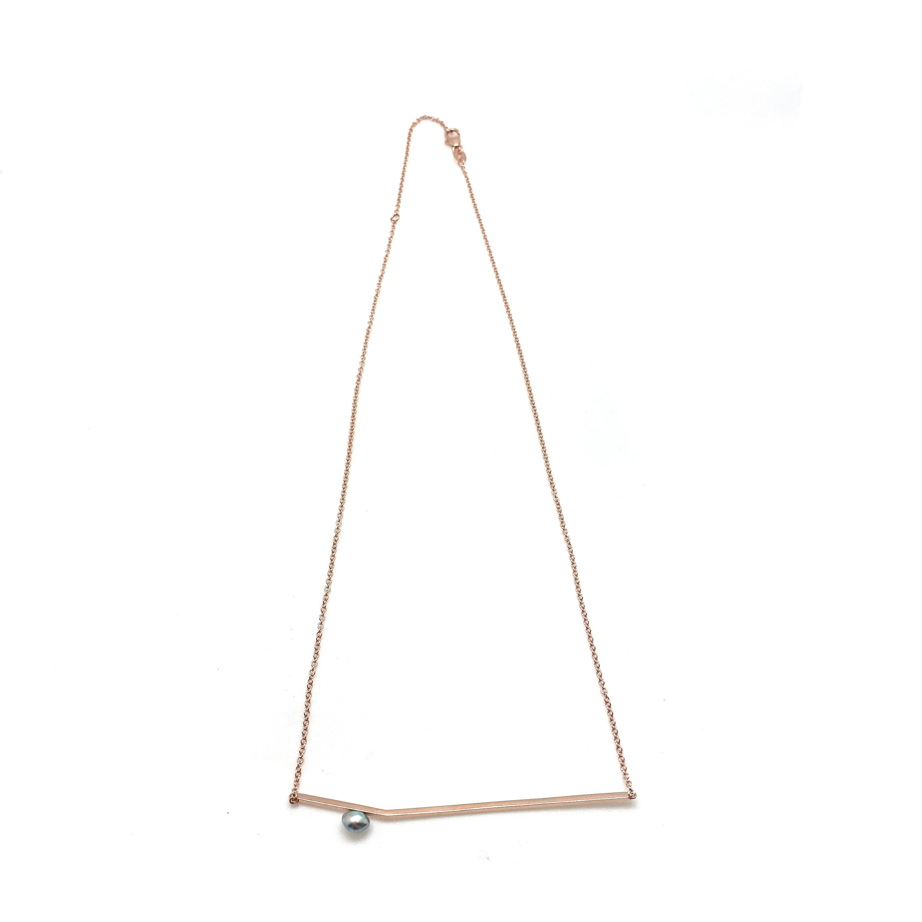 Rose Gold Pearl Line Necklace