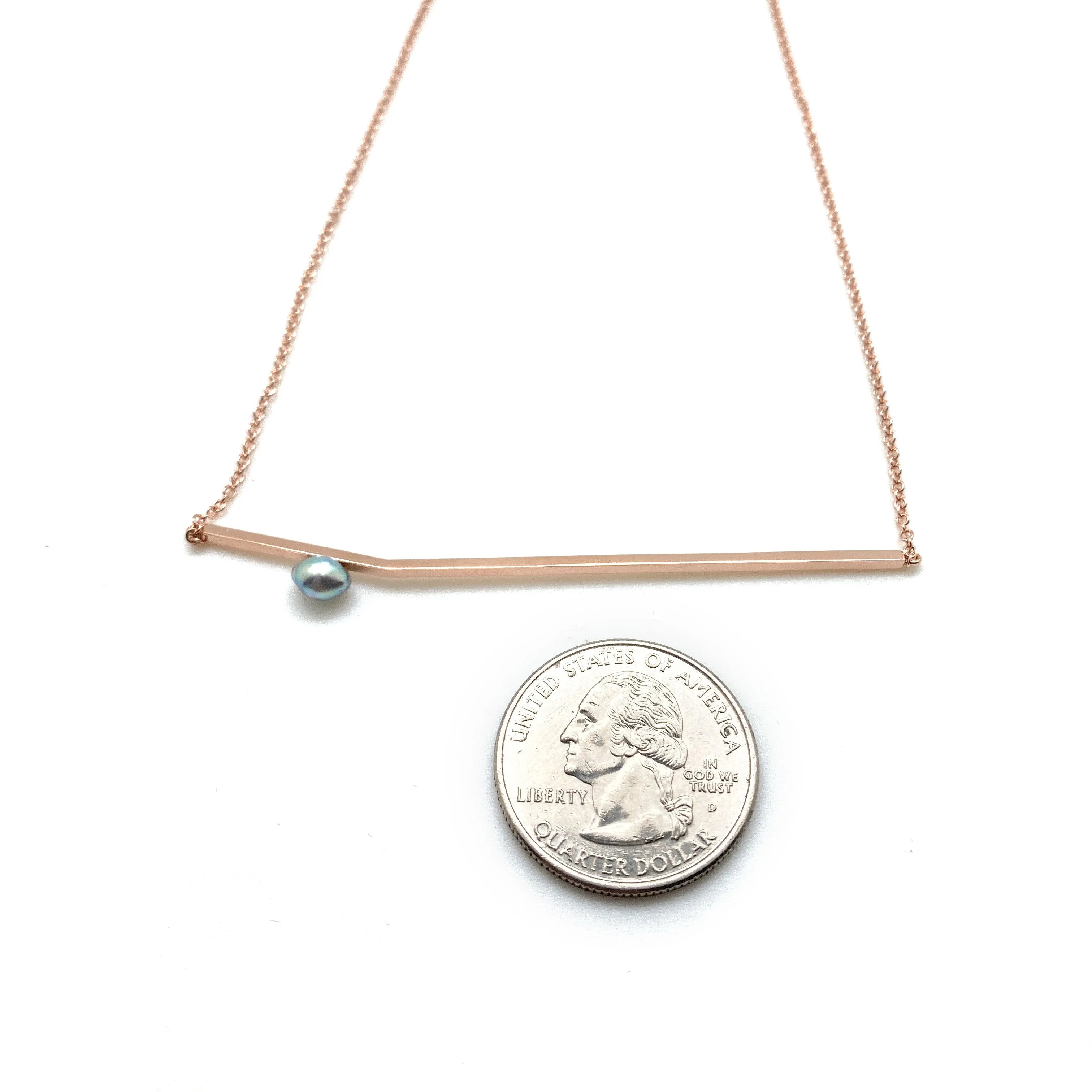 Rose Gold Pearl Line Necklace