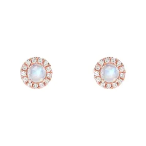 Rosie 3.0mm Rainbow Moonstone & Diamond Post Earrings