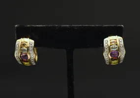 Ross-Simons - Vintage Vermeil Multi Gem Huggie Earrings
