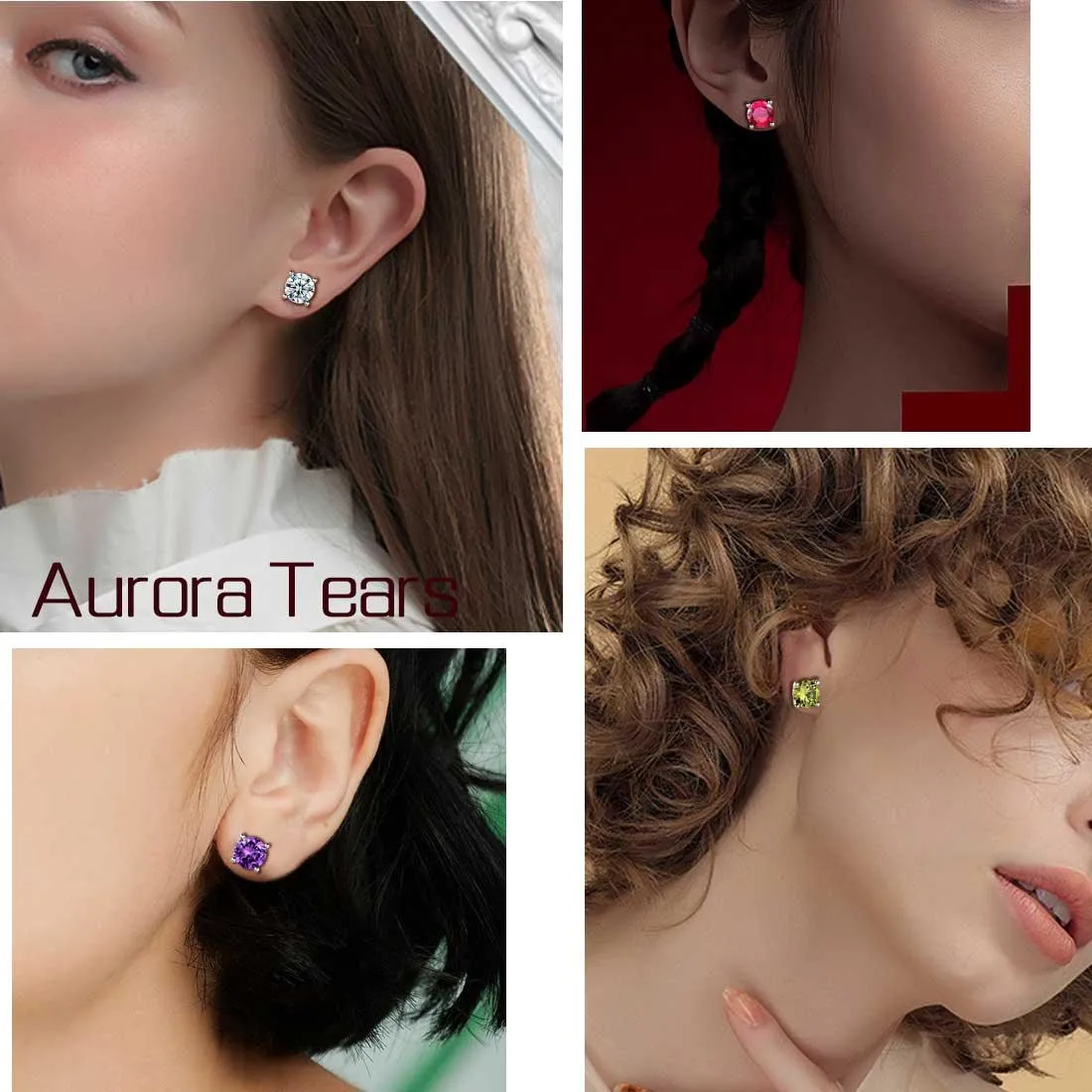 Round Birthstone August Peridot Earrings Stud Women Girls Jewelry Birthday Gift Sterling Silver