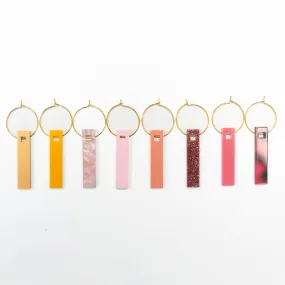 Shades of Pink Acrylic Rectangle Wine Charms