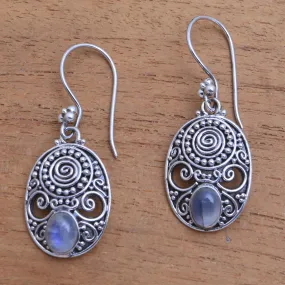 Shield of the Gods Rainbow Moonstone Earrings