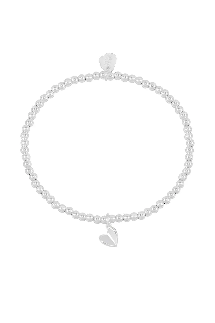 Sienna Beaded Folded Heart Charm Bracelet