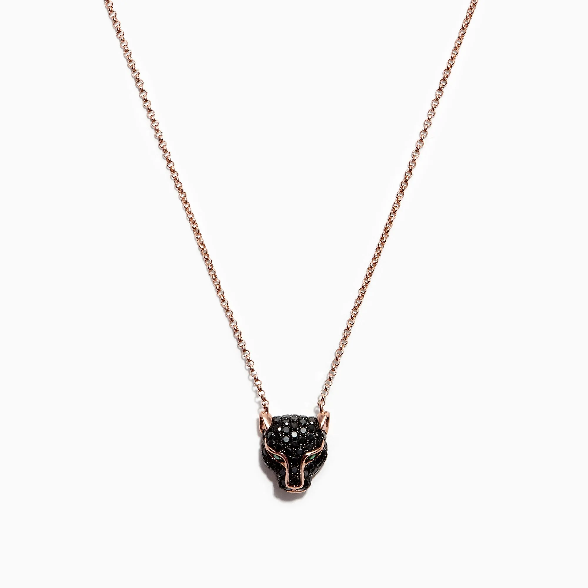 Signature 14K Rose Gold Black Diamond & Emerald Necklace, 0.61 TCW