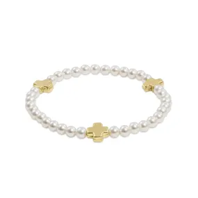 Signature Cross Pearl Pattern 4mm Bead Bracelet