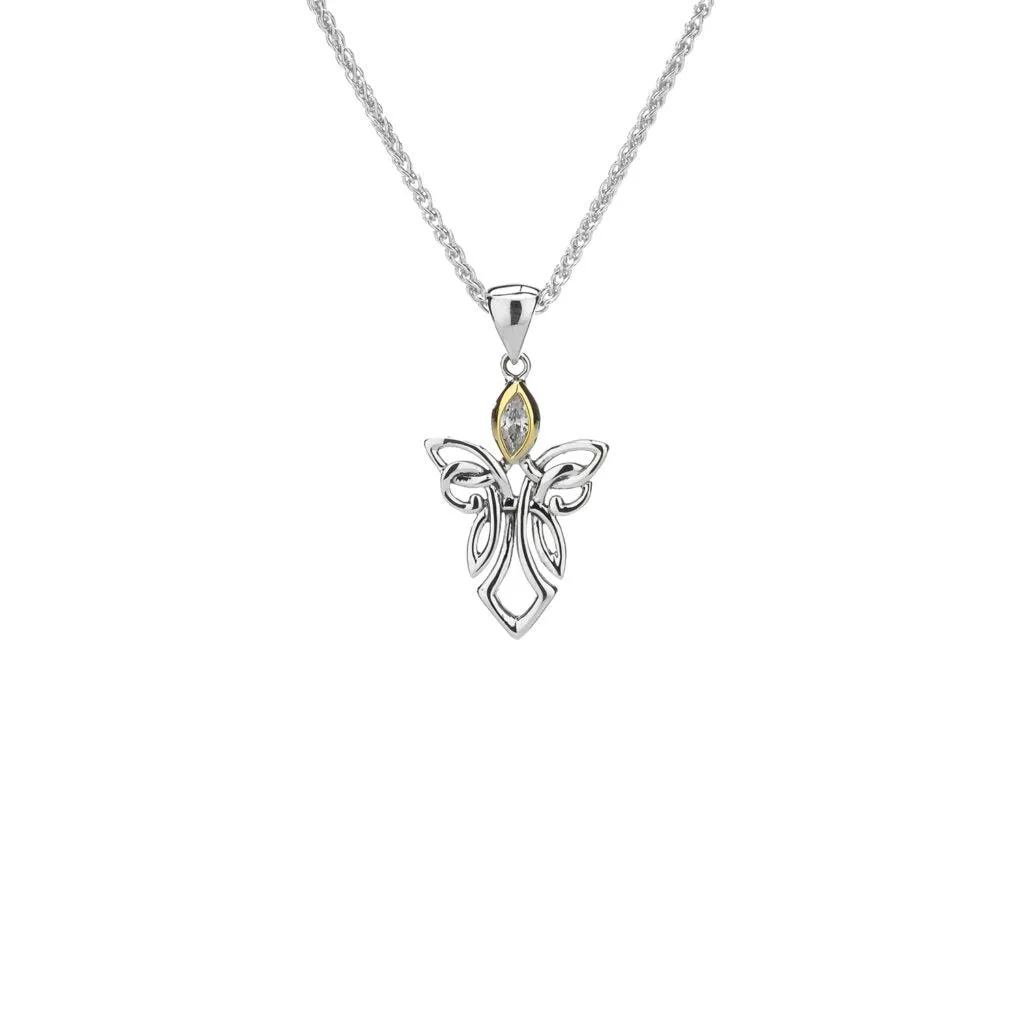 Silver and 10k Gold Guardian Angel Pendant - Small - Amethyst/Topaz/Peridot/Cubic Zirconia