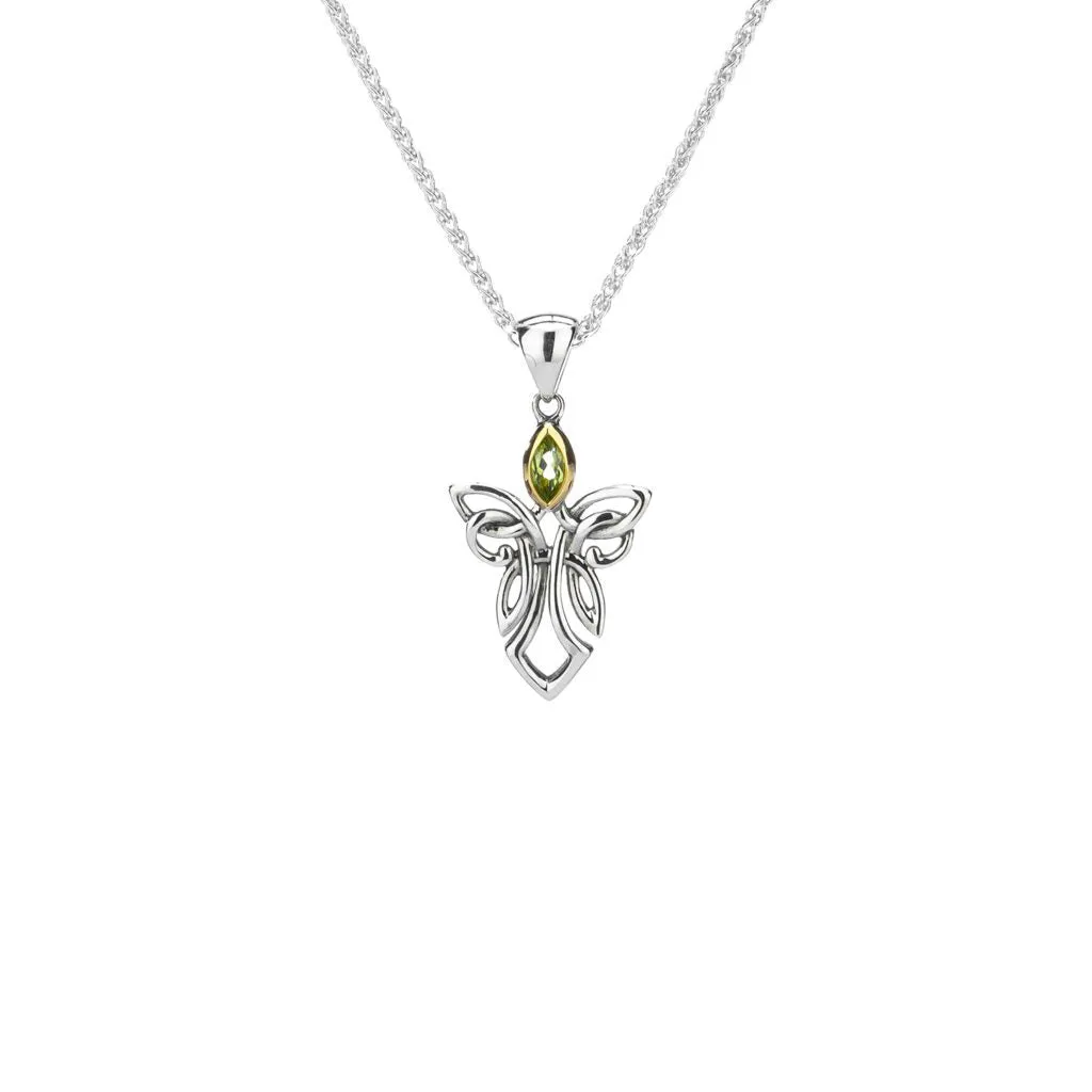 Silver and 10k Gold Guardian Angel Pendant - Small - Amethyst/Topaz/Peridot/Cubic Zirconia
