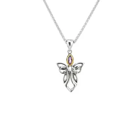 Silver and 10k Gold Guardian Angel Pendant - Small - Amethyst/Topaz/Peridot/Cubic Zirconia
