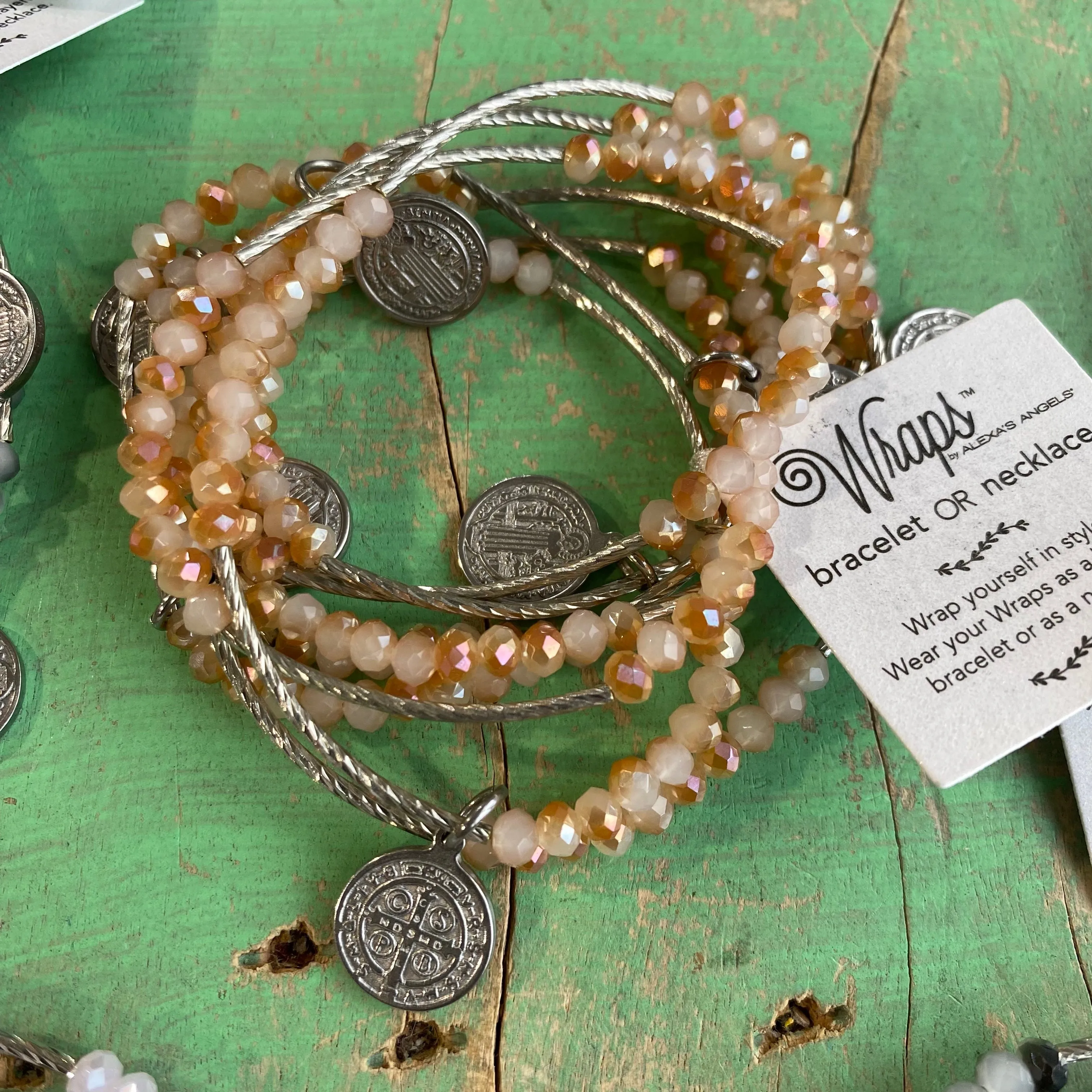 Silver Crystal Protection Wrap Necklace or Bracelet