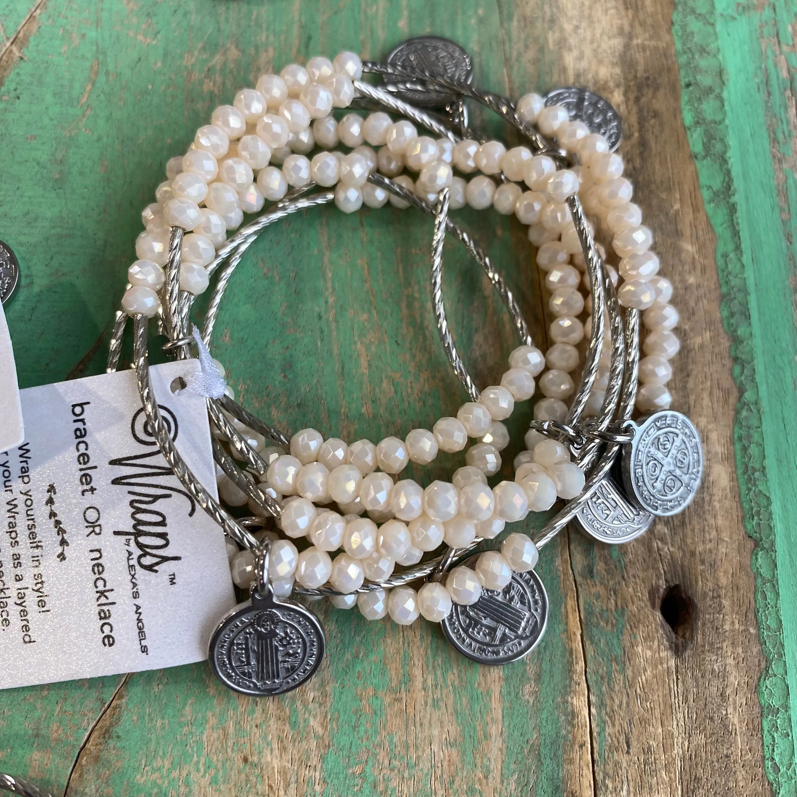 Silver Crystal Protection Wrap Necklace or Bracelet