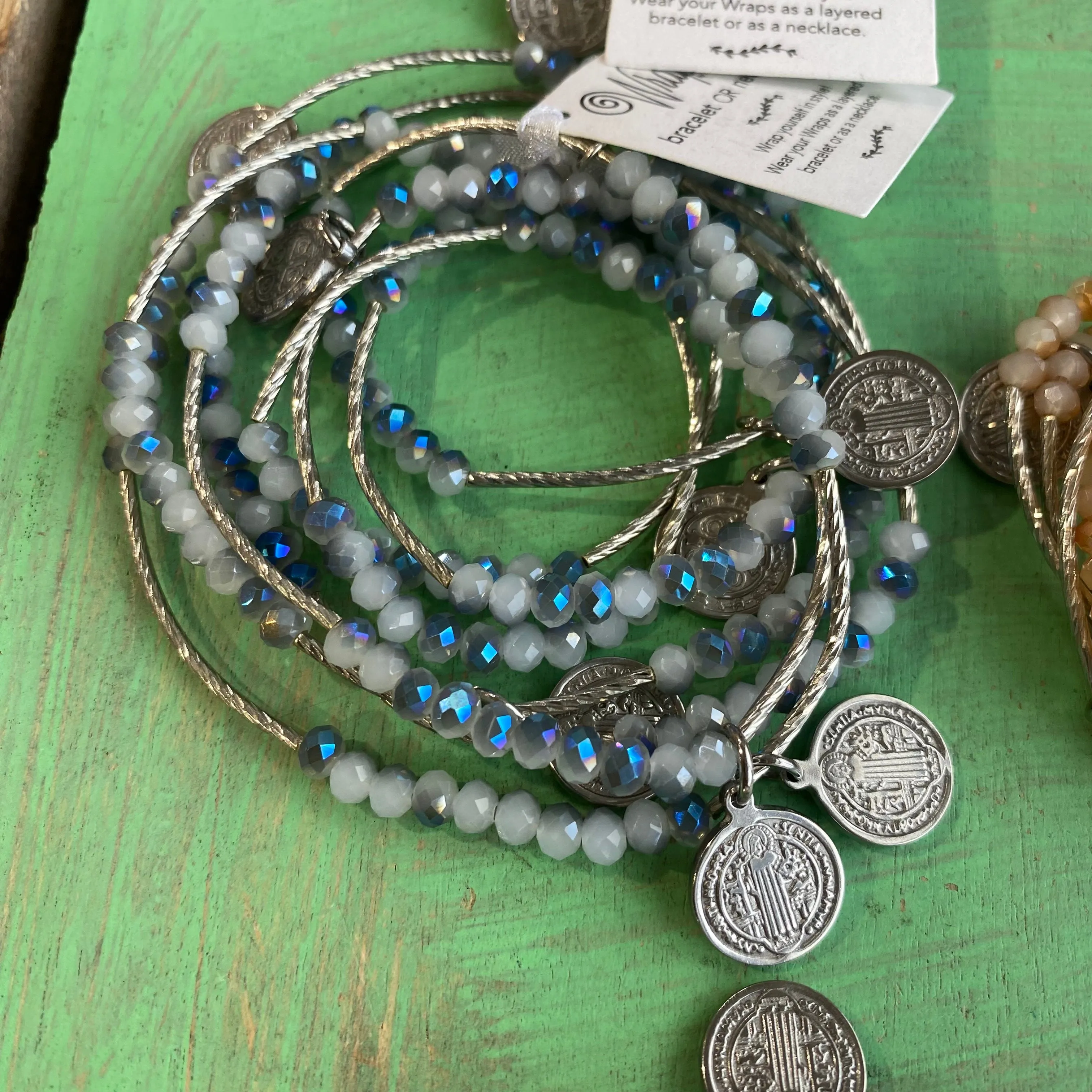 Silver Crystal Protection Wrap Necklace or Bracelet