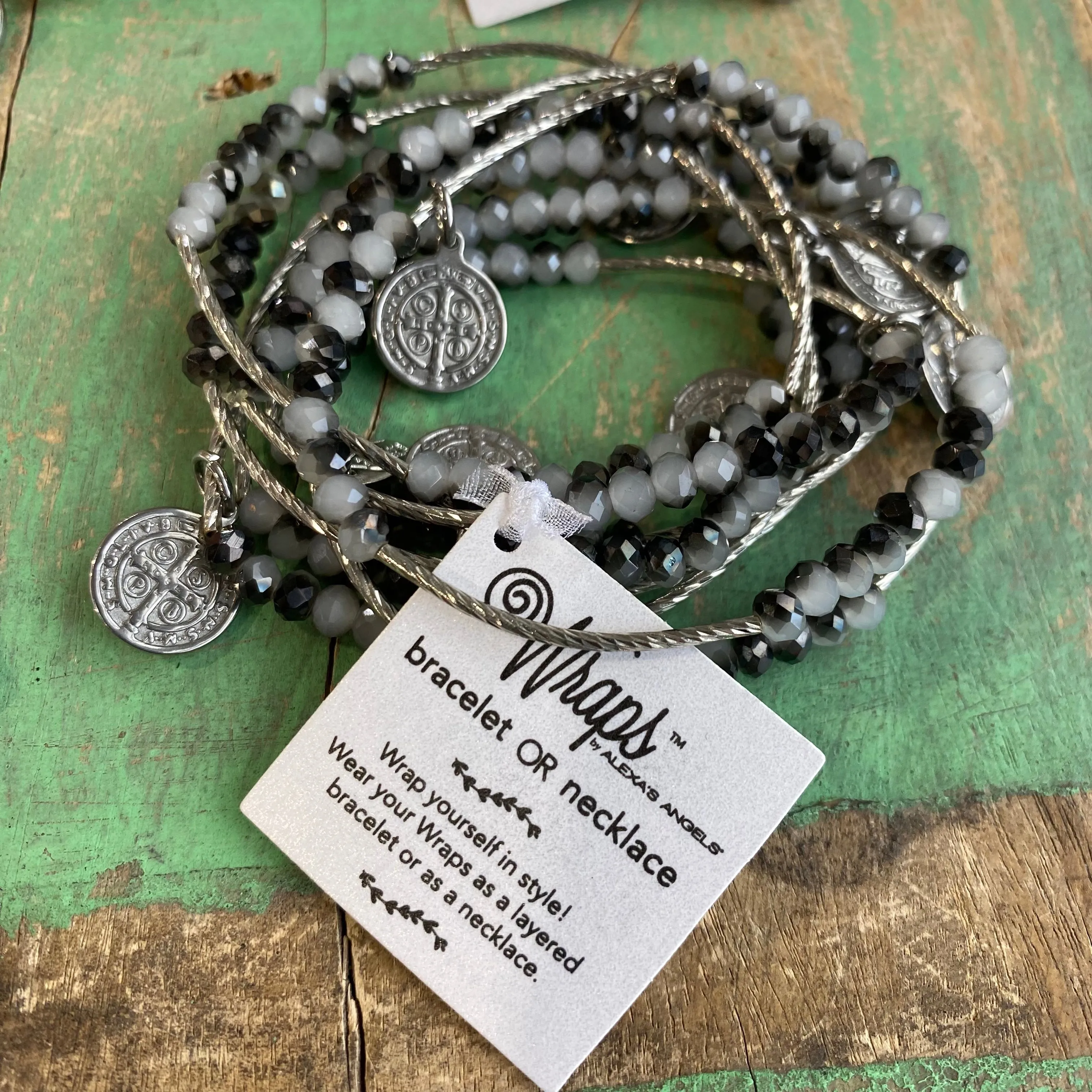Silver Crystal Protection Wrap Necklace or Bracelet