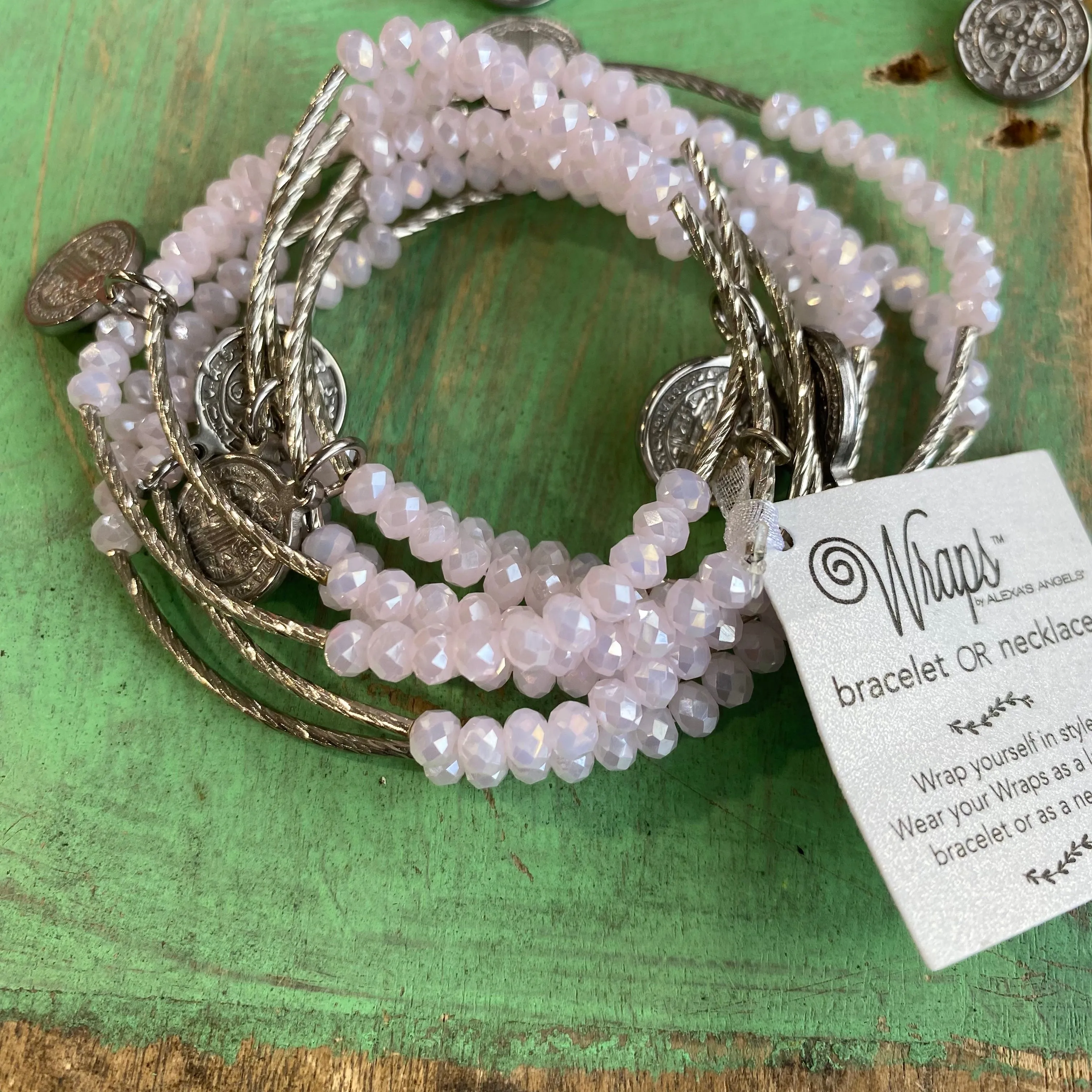 Silver Crystal Protection Wrap Necklace or Bracelet