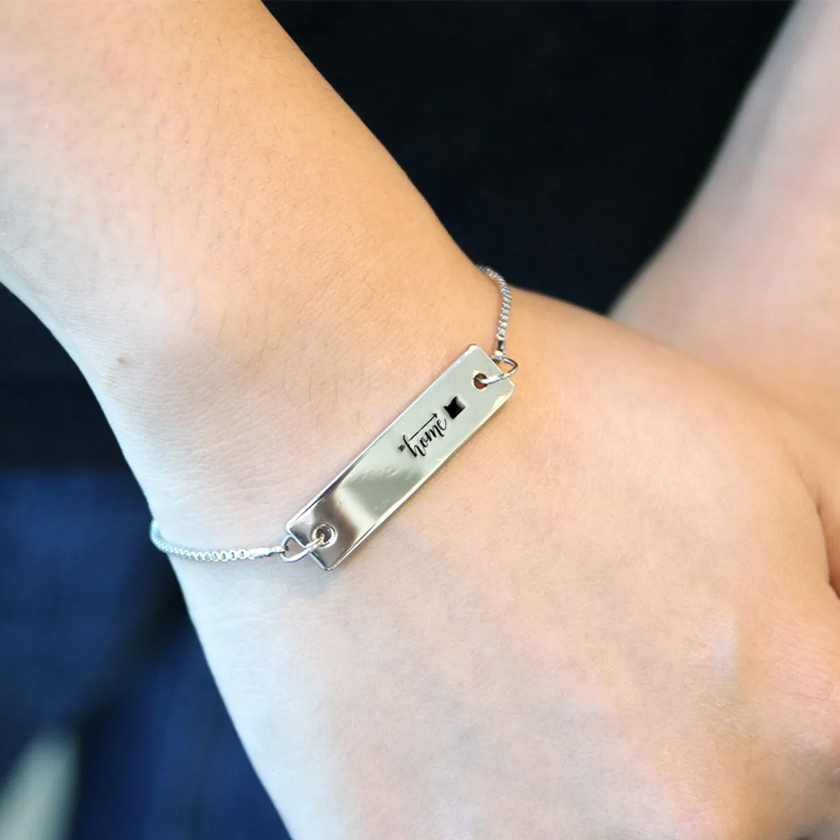 Silver Home is Oregon Adjustable Bar Bracelet