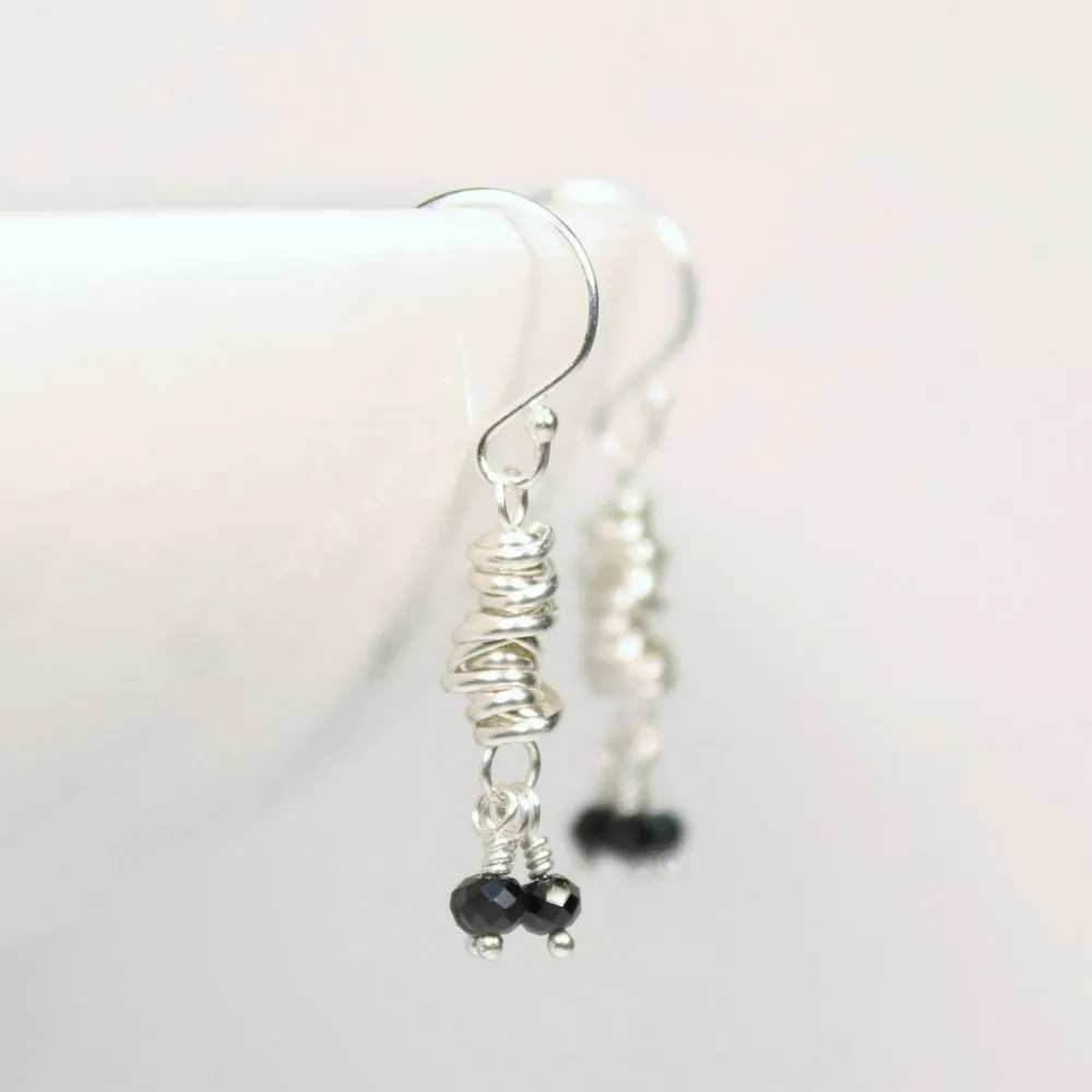 Silver Micro-Twist and Gemstone Earring