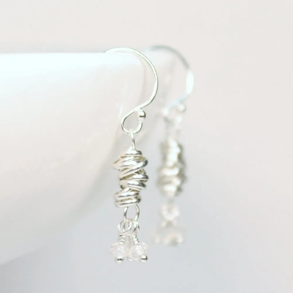 Silver Micro-Twist and Gemstone Earring