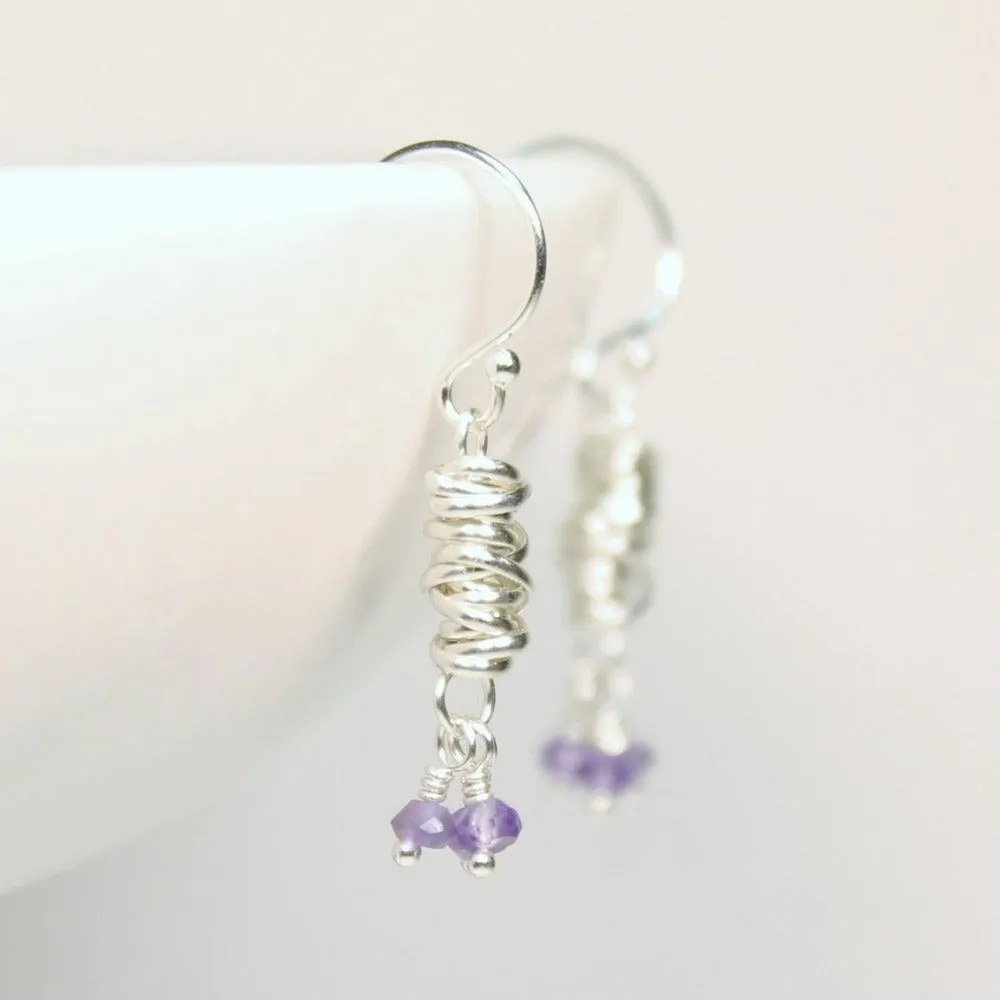 Silver Micro-Twist and Gemstone Earring