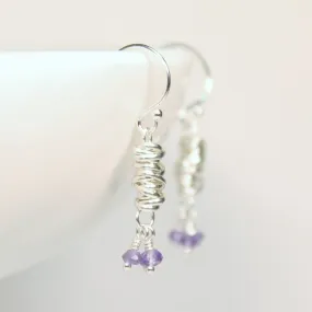 Silver Micro-Twist and Gemstone Earring