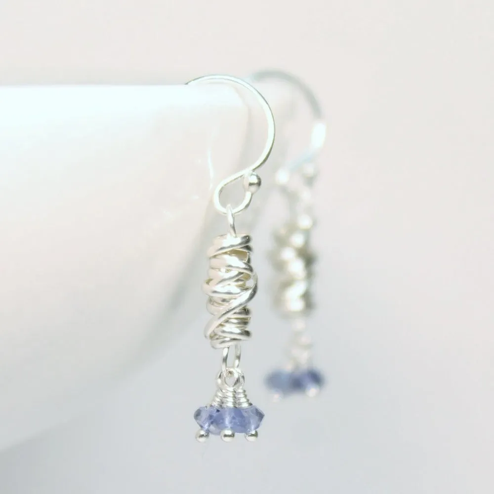 Silver Micro-Twist and Gemstone Earring