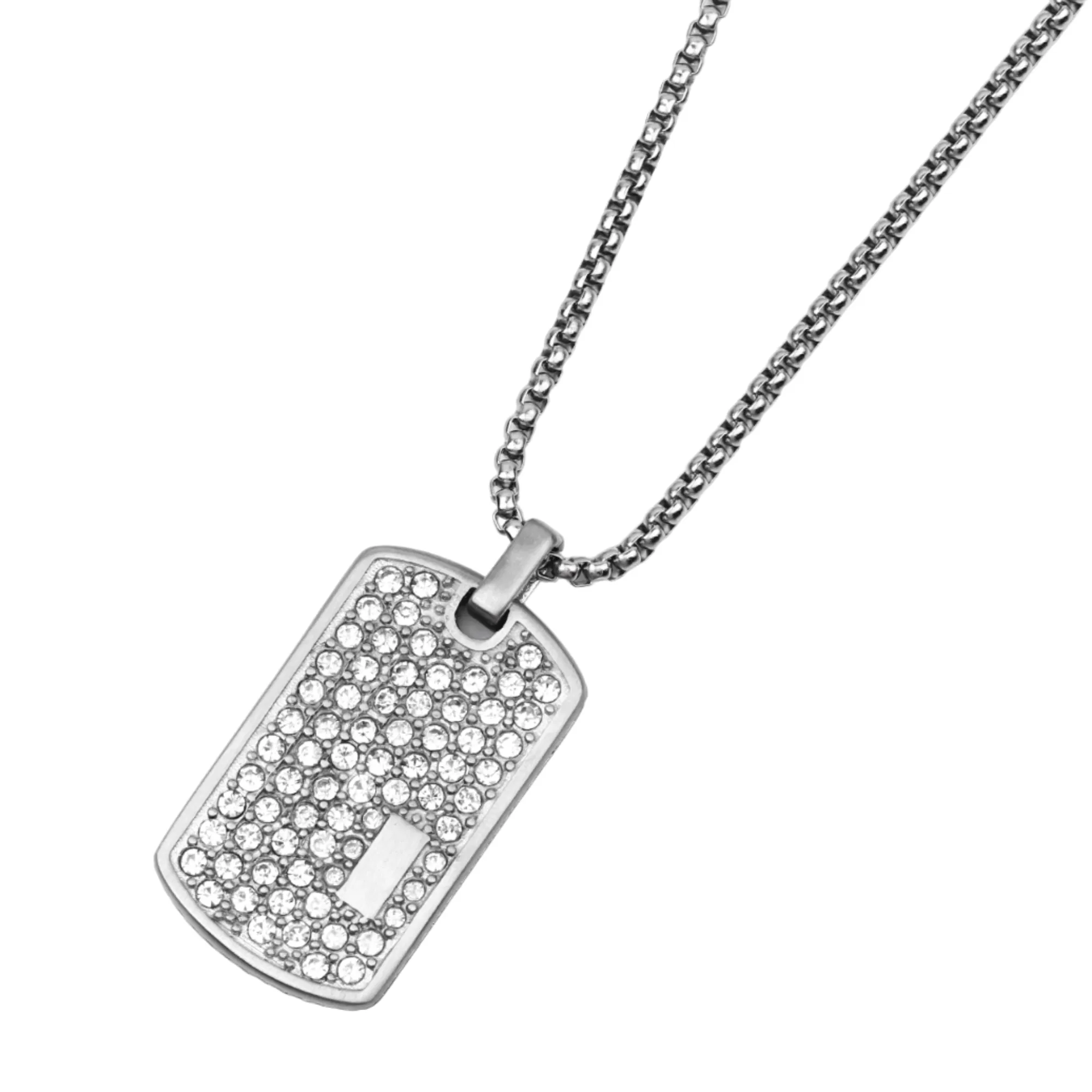 Silver Necklace with White Zircon Pendant