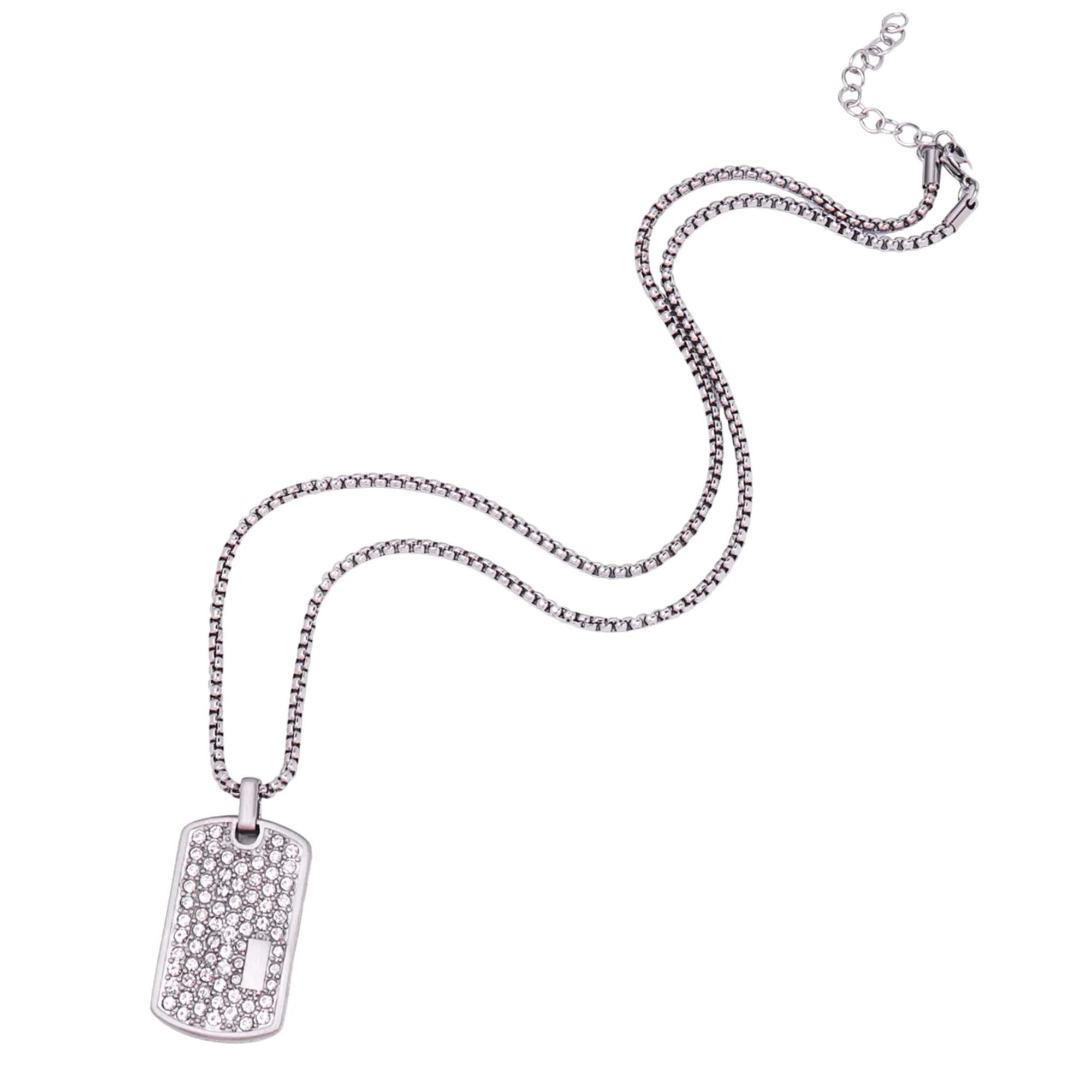 Silver Necklace with White Zircon Pendant