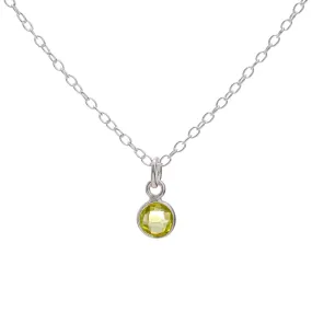 Silver Peridot August Birthstone Necklace