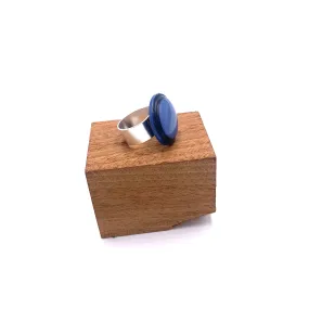 Slate Blue Glitter Cocktail Ring