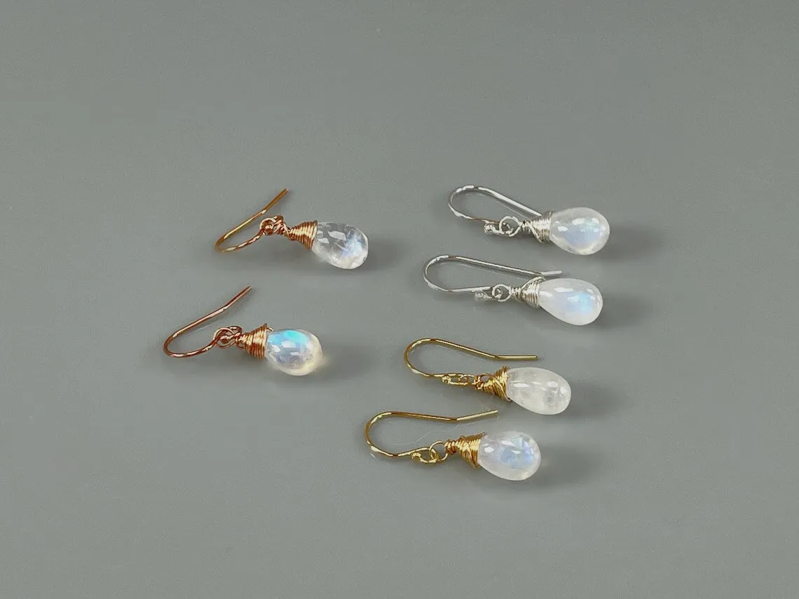 Smooth Moonstone Dangle Earrings