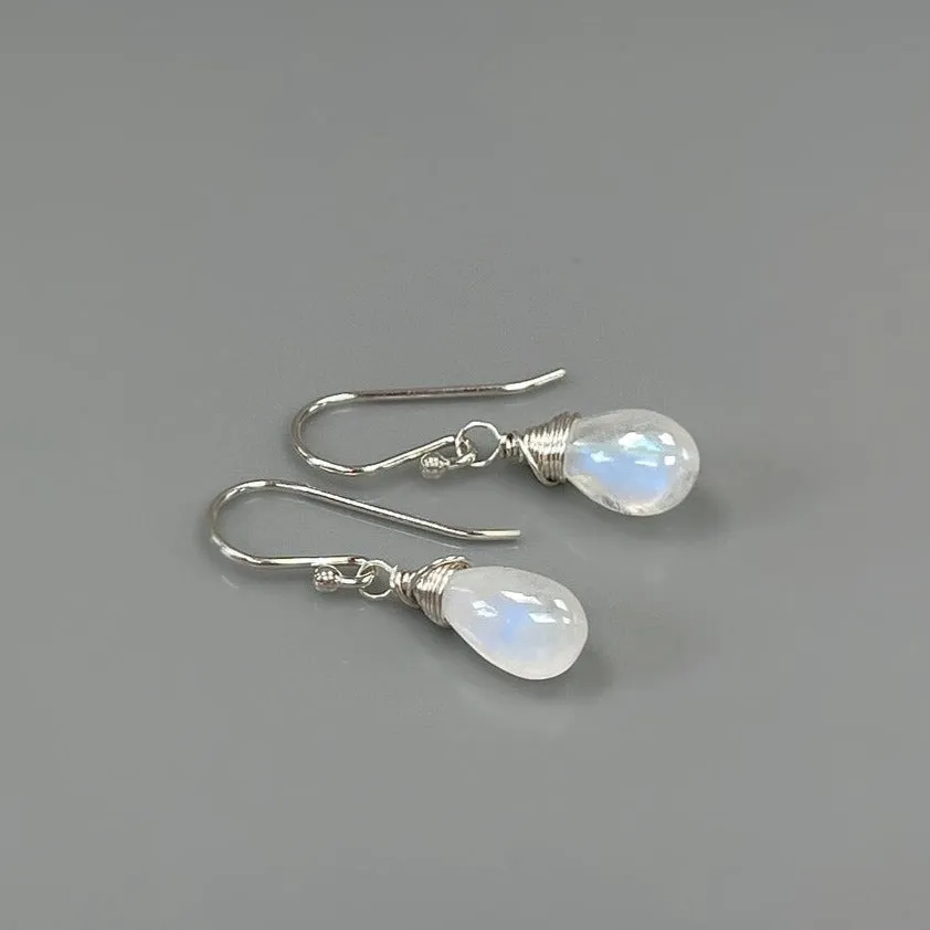 Smooth Moonstone Dangle Earrings
