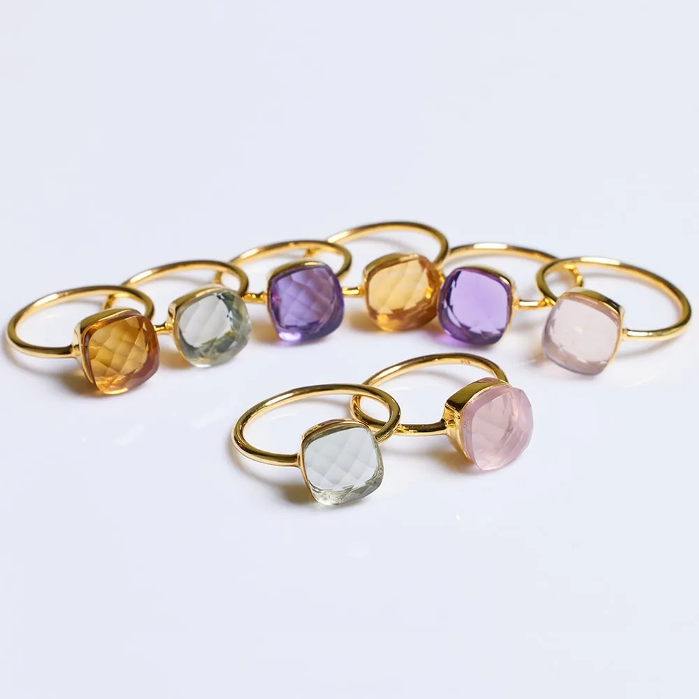 Sophia Prasiolite Gold Ring