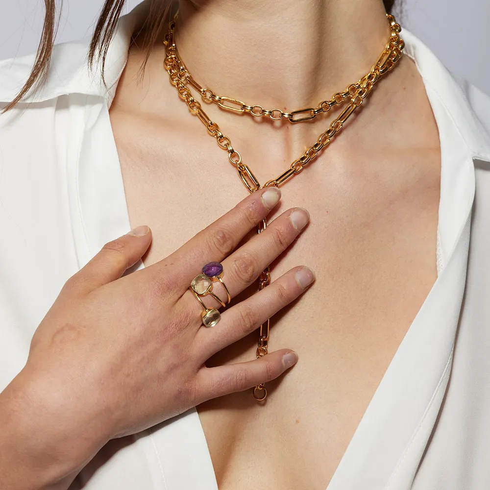 Sophia Prasiolite Gold Ring