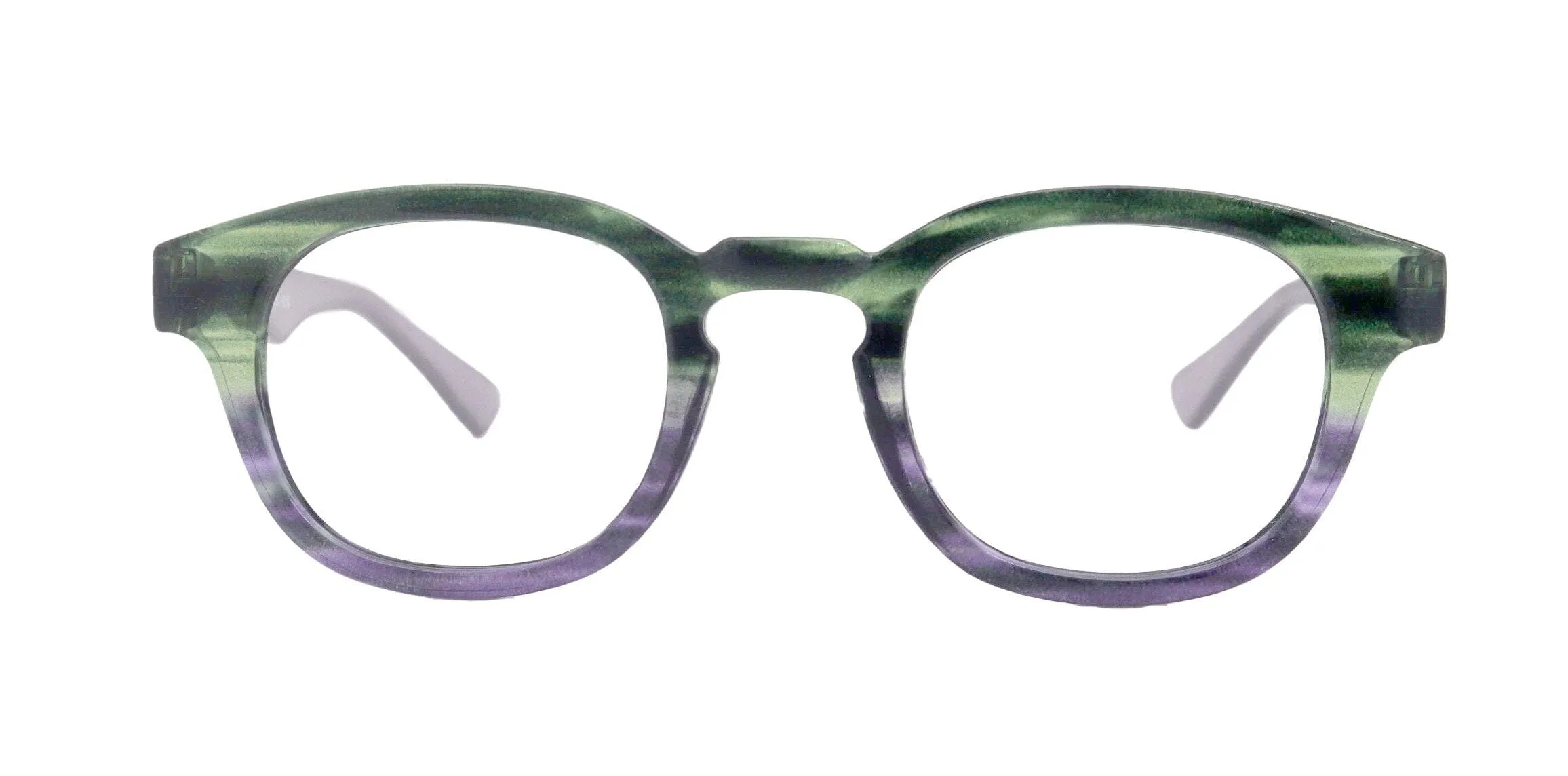 Sorbet Premium Reading Glasses High End Readers  1.25 ..  4.00 (Purple, Green Transparent) Round Optical Frames. NY Fifth Avenue.