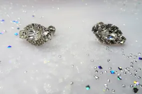 SPARKLING Signed Vintage 50s Earrings,GLITTERING Clear Brilliant Screw On Earrings,Jay Flex Sterling,Collectible Jewelry,Mid Century Jewelry