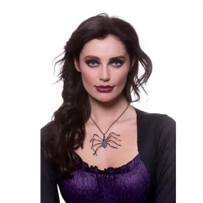 Spider Necklace Purple Diamante Witch Costume Fancy Dress