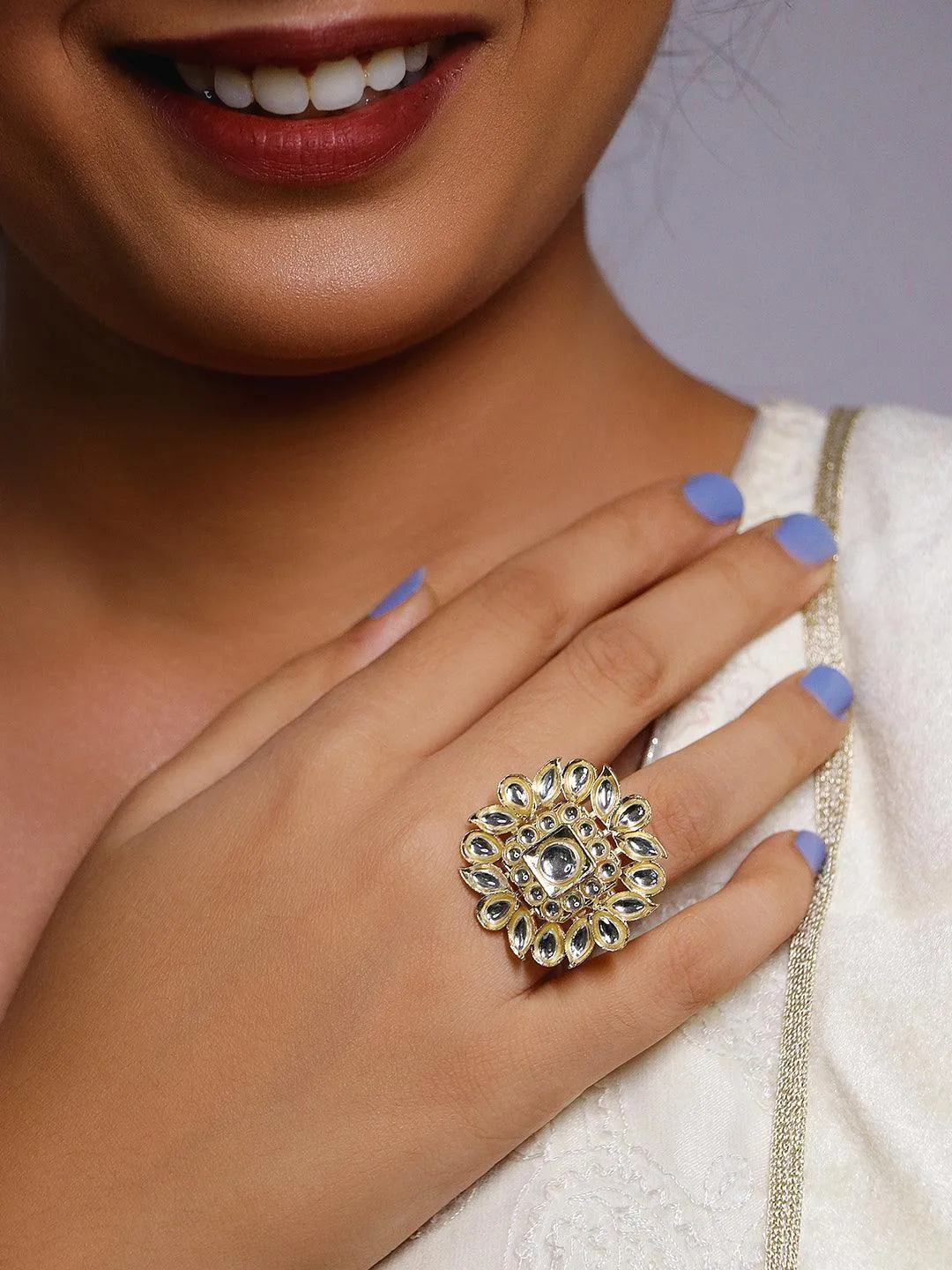 Square Dabi Kundan Ring