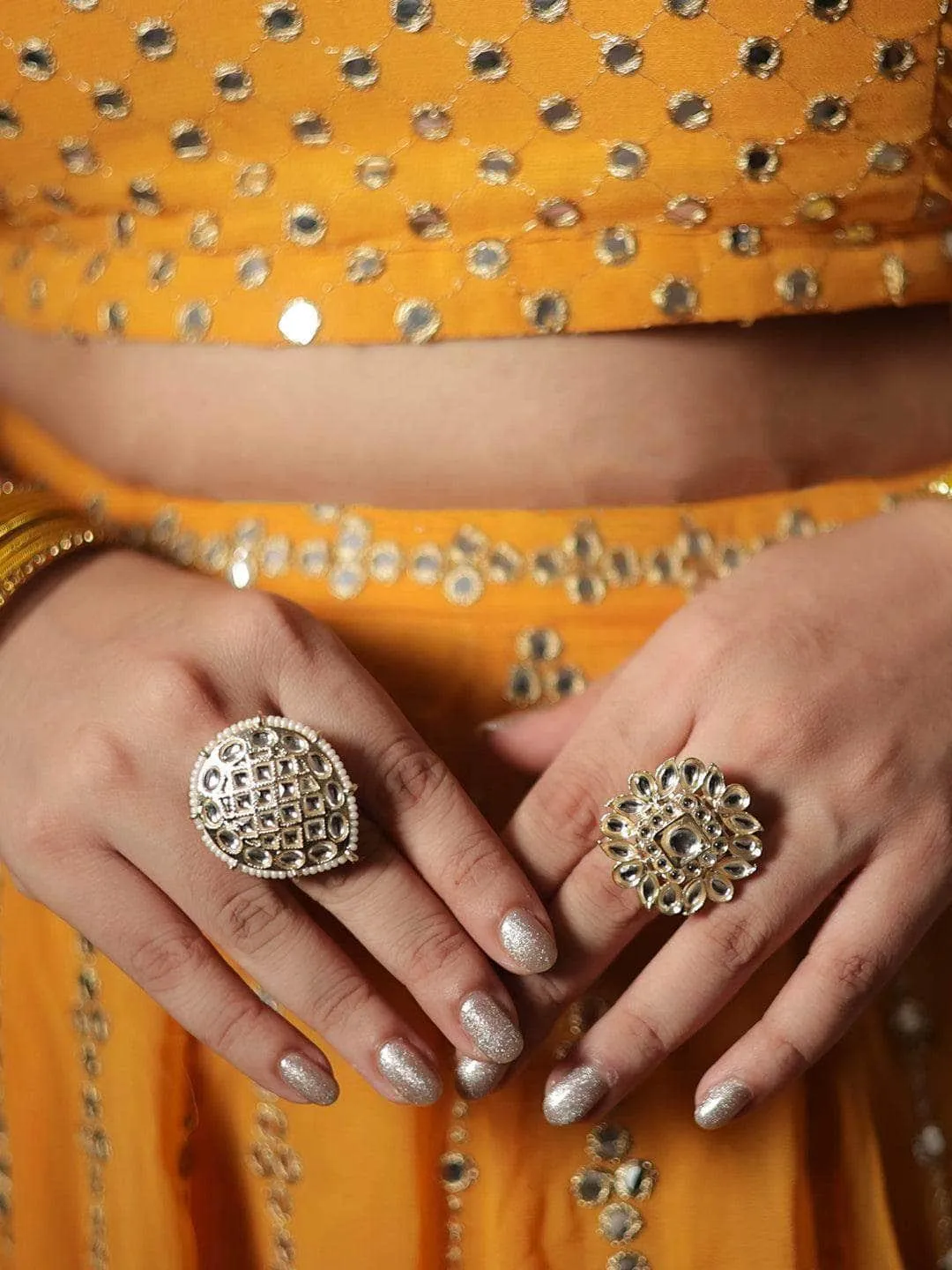Square Dabi Kundan Ring