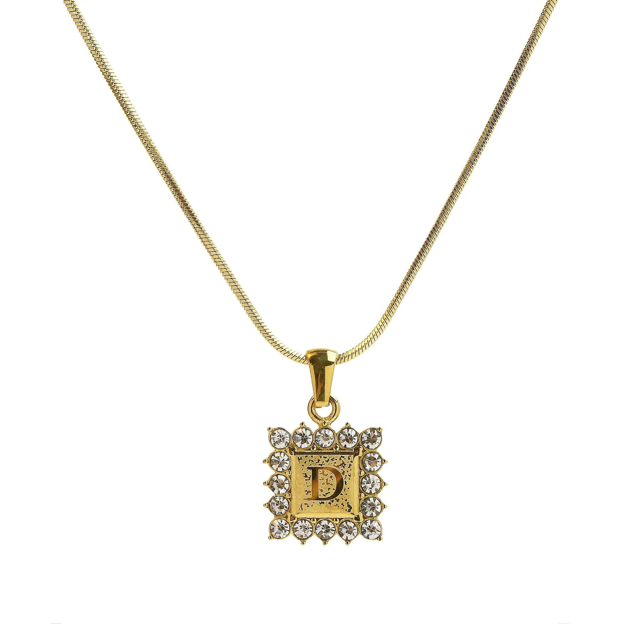 Square Gold Filled Initial Necklace