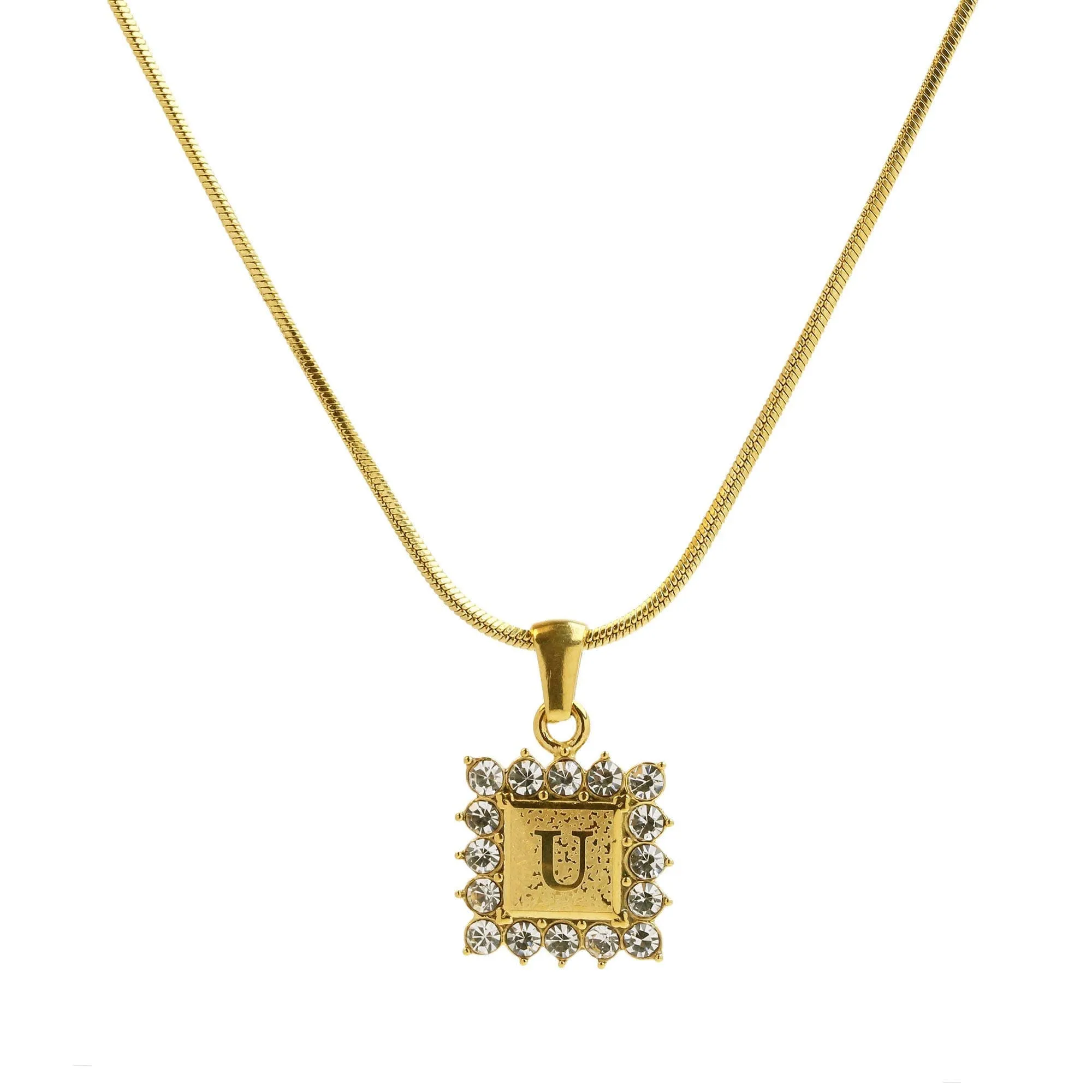 Square Gold Filled Initial Necklace