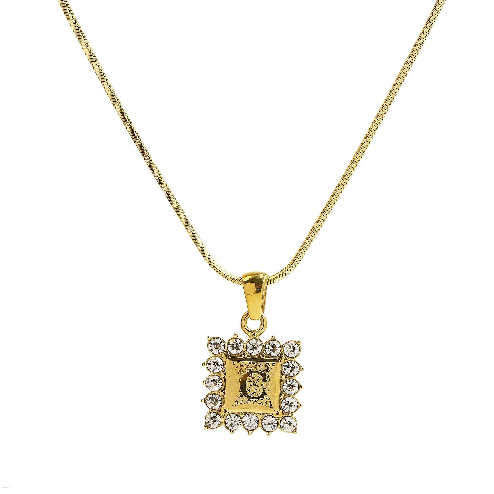 Square Gold Filled Initial Necklace