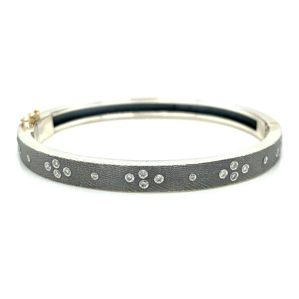 Sterling Silver & Diamond Bangle Bracelet - "Shayna"