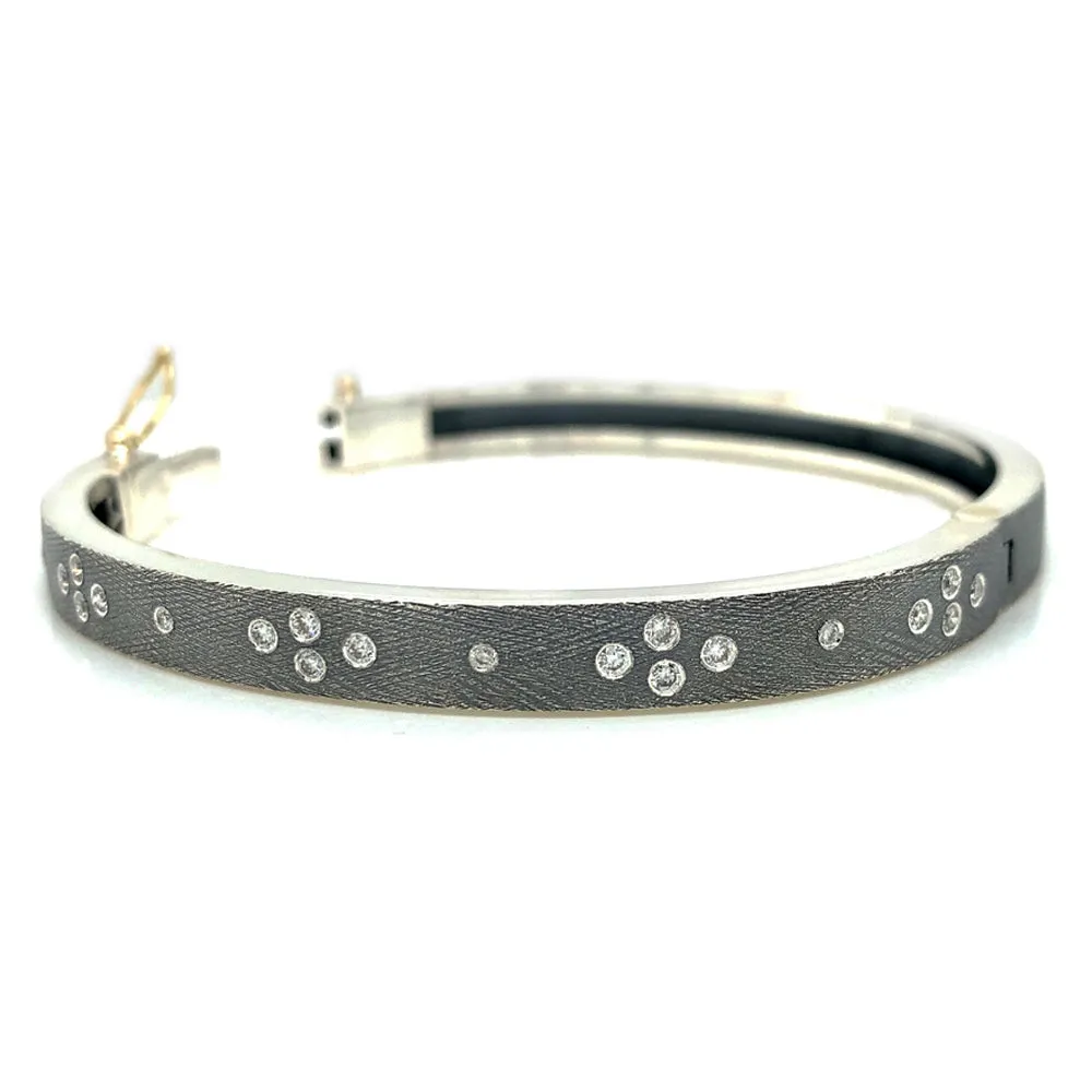 Sterling Silver & Diamond Bangle Bracelet - "Shayna"