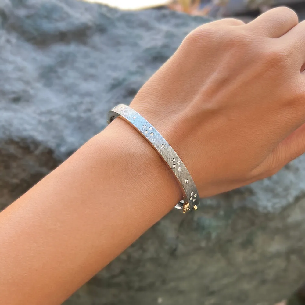 Sterling Silver & Diamond Bangle Bracelet - "Shayna"