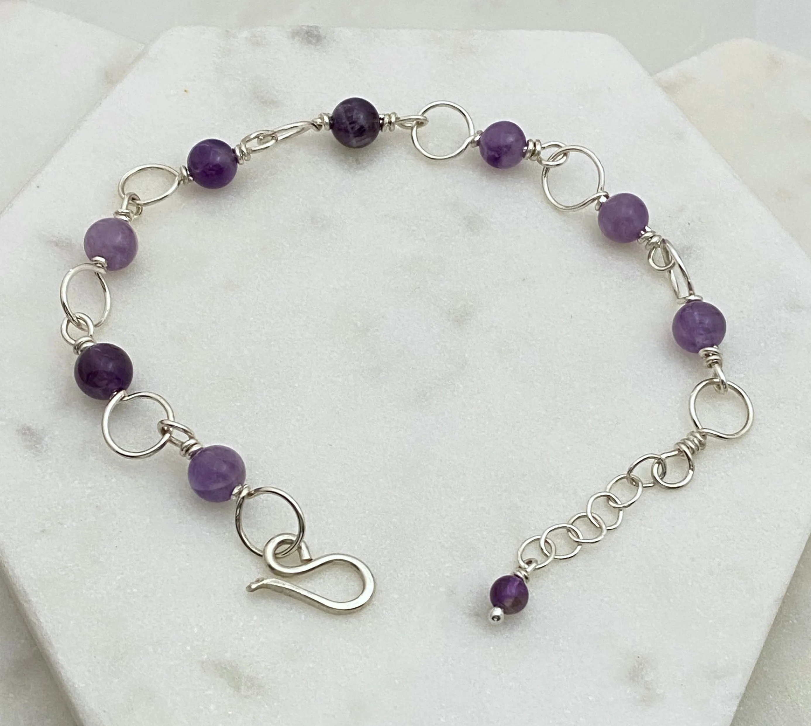 Sterling silver and amethyst bracelet