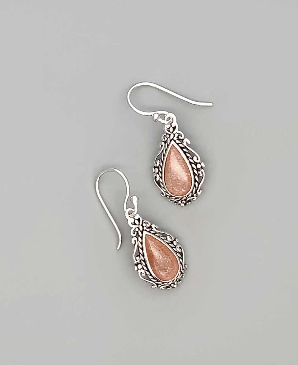 Sterling Silver Peach Moonstone Earrings